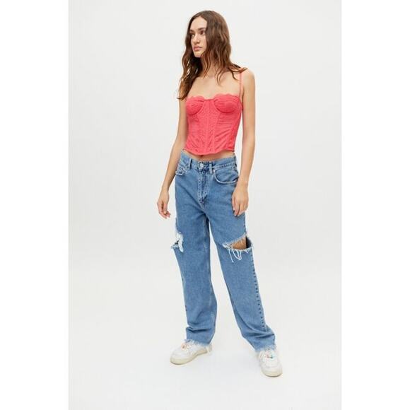 Out From‎ Under Urban Outfitters Modern Love Pink Corset tank top - Picture 3 of 7